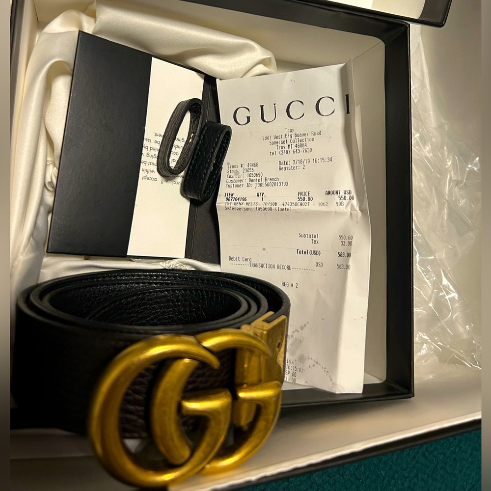 Gucci Black and Gold Men's Belt